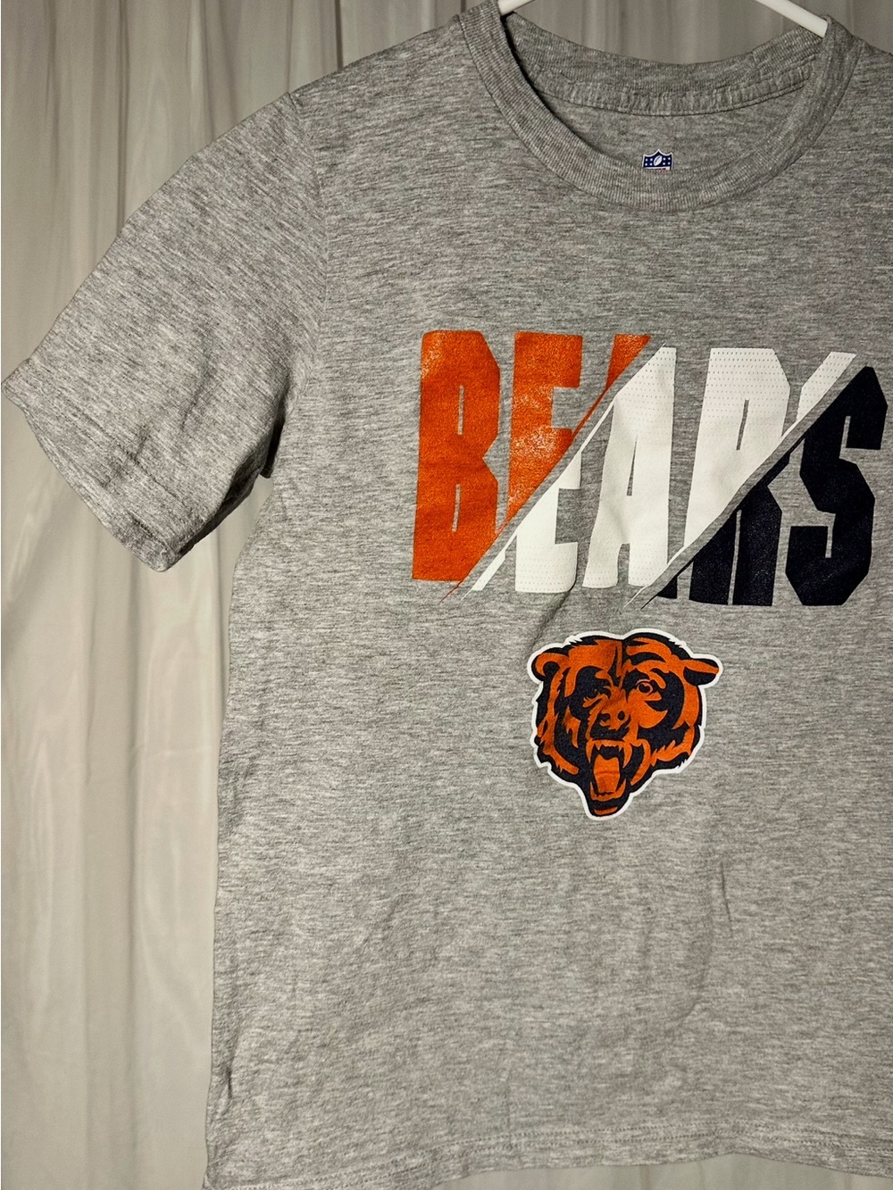 NFL Gray Tee with Orange and Navy BEARS Graphic